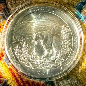 5 oz ATB Glacier NP 2011 Montana America the Beautiful quarter .999 silver coin